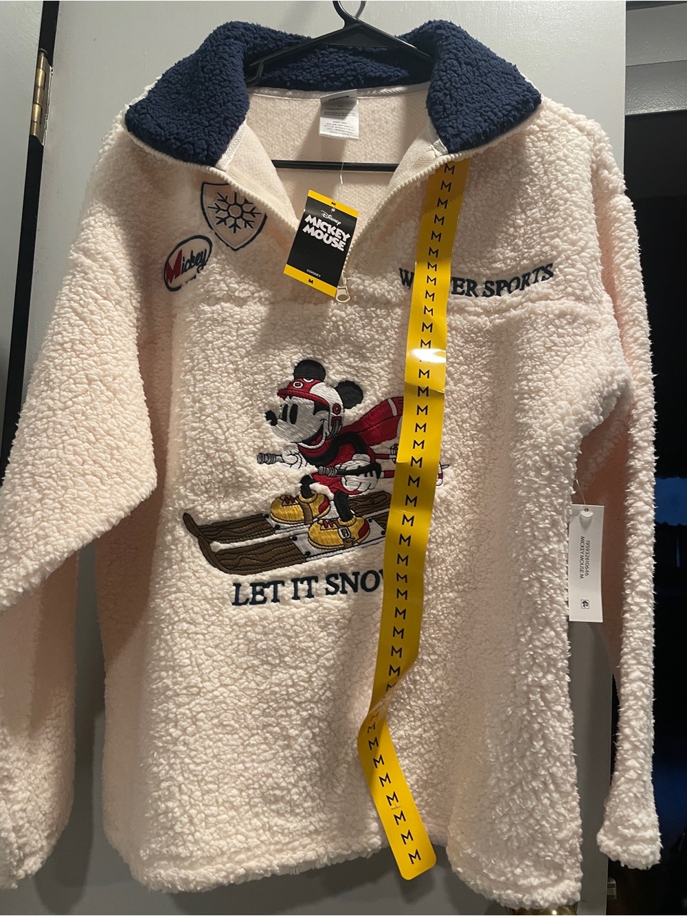 NWT Mickey Mouse Cream Sherpa Pullover Hoodie - adult M